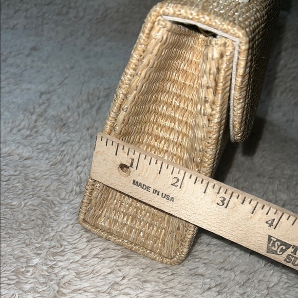 d’margeaux New York Tan and Cream Mini Bag Purse with Basket-Weave Design - Picture 12 of 15